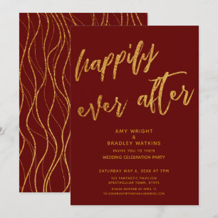 Convite Recepção de Casamento Borgonha Feliz para Sempre D