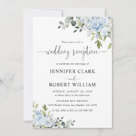 Convite Recepção de Casamento Botânica em Azul Suave