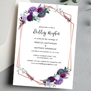 Convite Recepção de casamento Botânica Púrpura Floral