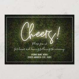 Convite Recepção de Casamento Boxwood Neon Branco Cheers