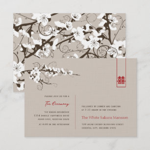 Convite Recepção de casamento branca de Sakura das flore