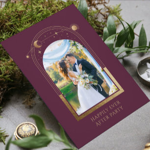 Convite Recepção de Casamento Celestial Dourado Ameixa Mís