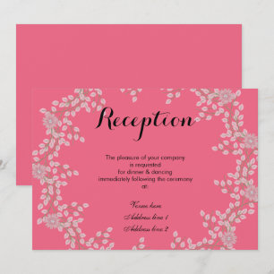 Convite Recepção de Casamento Chic Pink Floral & Pérolas