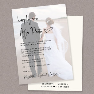 Convite Recepção de casamento Chic Script Photo Overlay Cr
