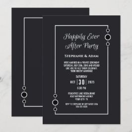 Convite Recepção de Casamento Cinza Felizes para Sempre