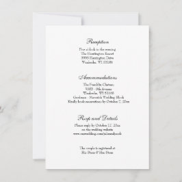 Convite Recepção de Casamento Clássica Preta e Branca Eleg