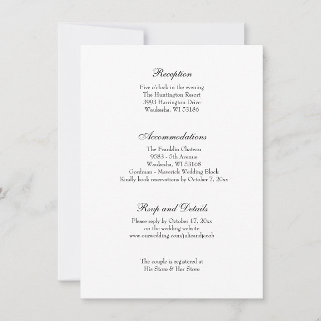 Convite Recepção de Casamento Clássica Preta e Branca Eleg (Frente)