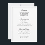 Convite Recepção de casamento clássica preto e branco eleg<br><div class="desc">Personalize nossa elegante recepção de casamento preta e branca,  RSVP e placa de gabinete de detalhes. Todo texto e fontes podem ser modificados. Coordenar convites,  salvar a data,  favores de casamento,  etc.,  também estão na nossa suíte de casamento no Chá do Rosa Shoppe.</div>