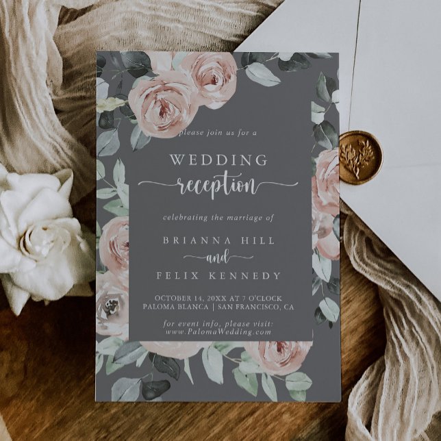 Convite Recepção de Casamento Clássico Geométrico Rosa Cin (Criador carregado)