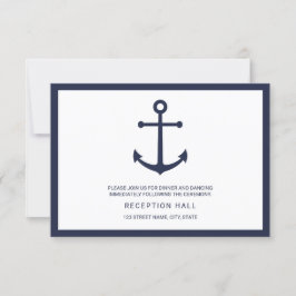 Convite Recepção de Casamento com Âncora Azul Marinho Náut