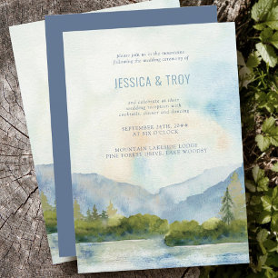 Convite Recepção de Casamento com Aquarela do Lago da Mont