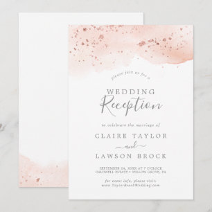 Convite Recepção de Casamento com Aquarela em Rose Gold