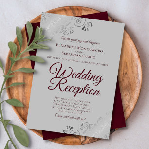 Convite Recepção de Casamento com Bordados Prateados e Bur