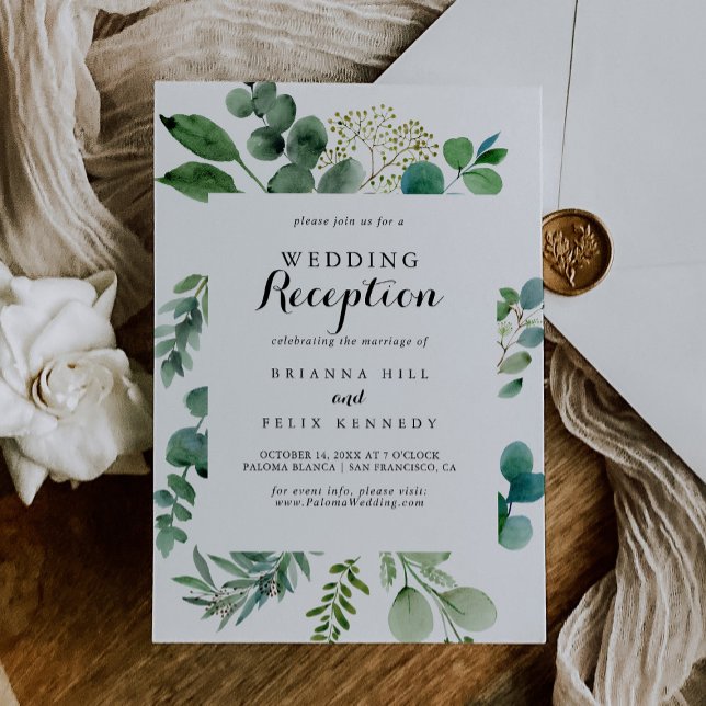 Convite Recepção de Casamento com Caligrafia e Eucalipto V (Criador carregado)