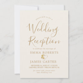 Convite Recepção de Casamento com Caligrafia em Dourado De