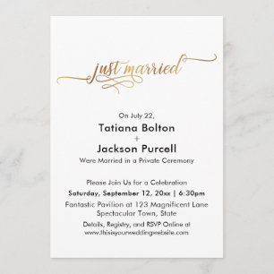 Convite Recepção de Casamento com Caligrafia em Dourado El