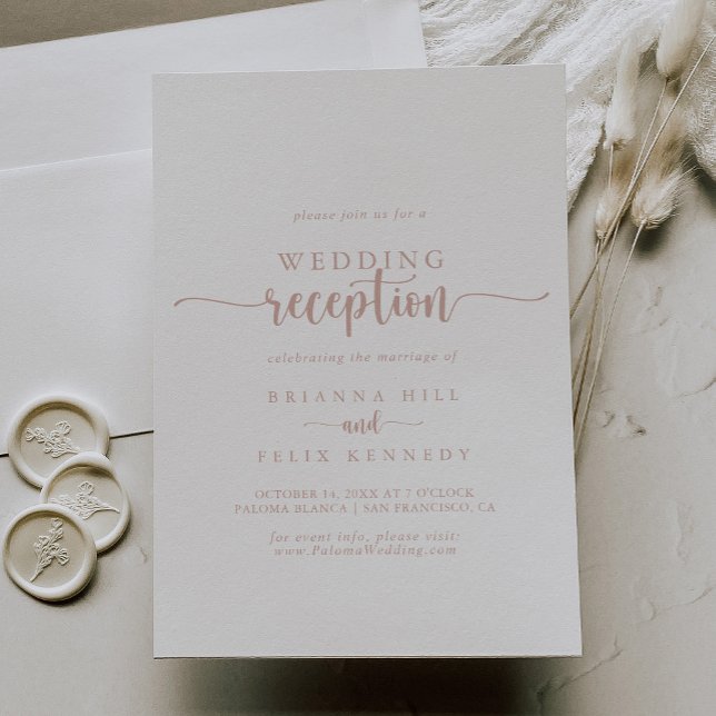 Convite Recepção de Casamento com Caligrafia em Rose Gold (Criador carregado)