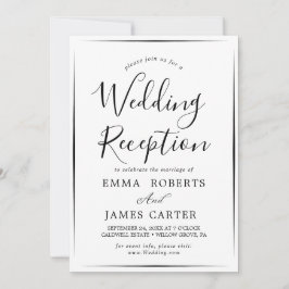 Convite Recepção de Casamento com Caligrafia Preta Delicad