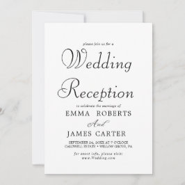 Convite Recepção de Casamento com Caligrafia Preta Delicad