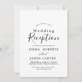 Convite Recepção de Casamento com Caligrafia Preta Delicad