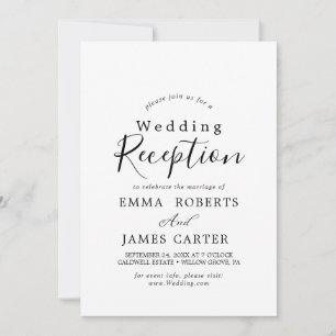 Convite Recepção de Casamento com Caligrafia Preta Delicad