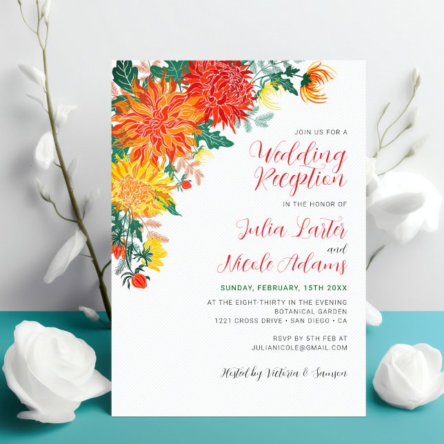 Convite Recepção de Casamento com Dahlia Amarela Pastel na (Criador carregado)