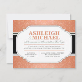 Convite Recepção de Casamento com Damasceno Cinza e Laranj