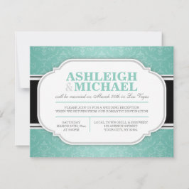 Convite Recepção de Casamento com Damasceno Cinza e Verde 