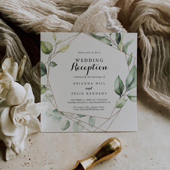 Convite Recepção de Casamento com Elegância Geométrica e F (Criador carregado)