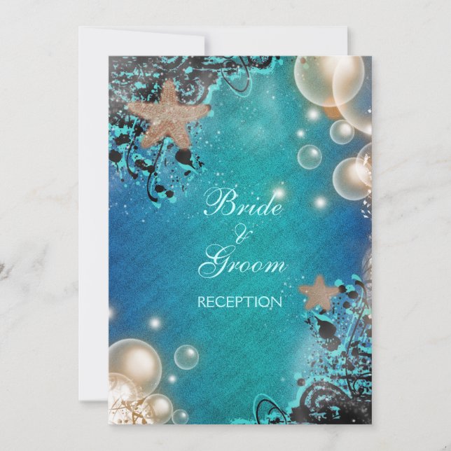 Convite Recepção de casamento com estrela-do-mar personali (Frente)