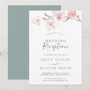 Convite Recepção de Casamento com Flor de Cerejeira na Pri