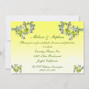 Convite Recepção de Casamento com Flores Amarelas