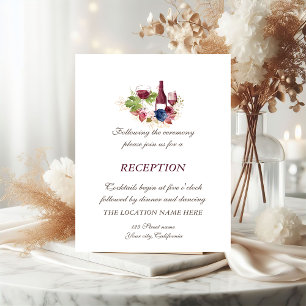 Convite Recepção de Casamento com Flores Burgundy Tasring 