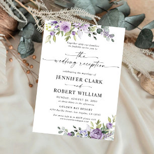 Convite Recepção de Casamento com Flores Violetas Romântic