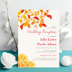 Convite Recepção de Casamento com Folhagem Cítrica Fresca