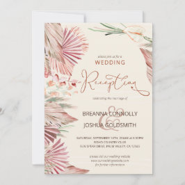 Convite Recepção de Casamento com Folhagem Seca de Palmeir