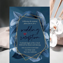 Recepção de Casamento com Folhas Azuis em Moldura 