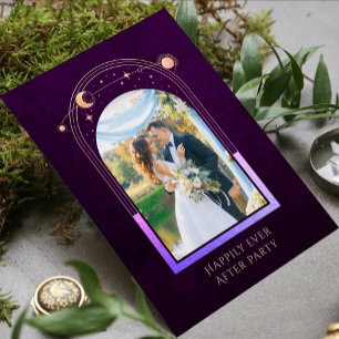 Convite Recepção de Casamento com Foto Celestial em Plum D