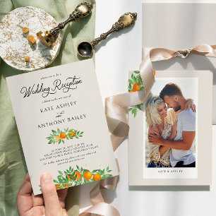 Convite Recepção de Casamento com Foto de Flor de Laranjei