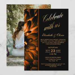 Convite Recepção de Casamento com Foto Floral Ouro Preto