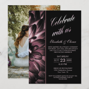 Convite Recepção de Casamento com Foto Floral Rosa Mal-hum