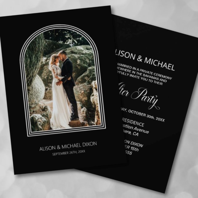 Convite Recepção de Casamento com Foto Personalizada Black (Criador carregado)