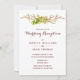 Convite Recepção de casamento com galhadas rústicas e flor