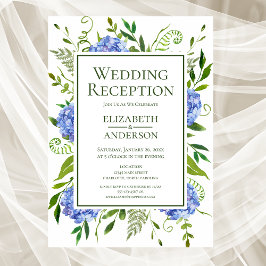 Convite Recepção de Casamento com Hortênsias Azuis