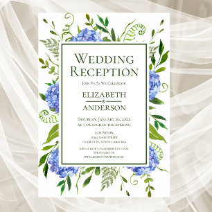 Convite Recepção de Casamento com Hortênsias Azuis