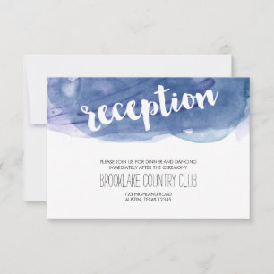 Convite Recepção de Casamento com Lavagem de Aquarela Azul