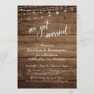 Convite Recepção de Casamento com Madeira Marrom Rústica e