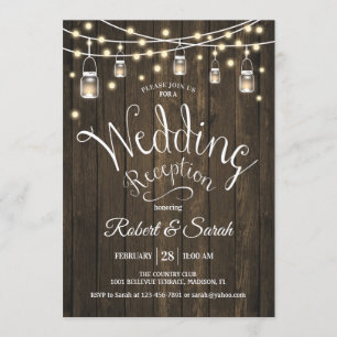 Convite Recepção de Casamento com Madeira Rústica e Luzes