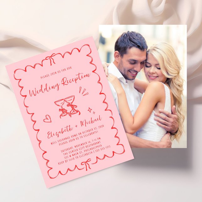 Convite Recepção de Casamento com Moldura Ondulada Caprich (From private vows to a grand party - invite family and friends to celebrate your marriage!)