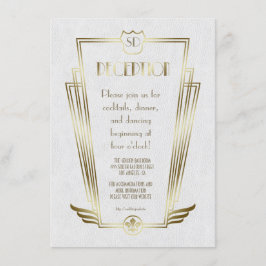 Convite Recepção de Casamento com Monograma Art Déco Doura